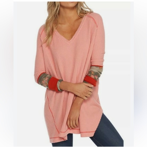 Free People Oversized Slouchy Thermal Waffle Knit Sweater Size S/M - Picture 1 of 7